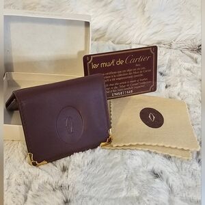Cartier Womens Burgandy Leather Coin Purse